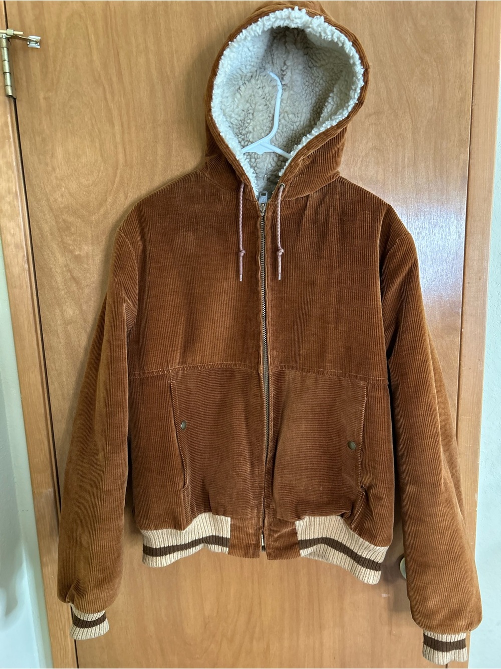 VTG Campus Rugged Country Jacket Men Large (44) Brown Corduroy Sherpa Lined USA